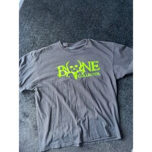 Bone Collector Mens XL T-Shirt Charcoal Gray Neon Green Skull Graphic Tee